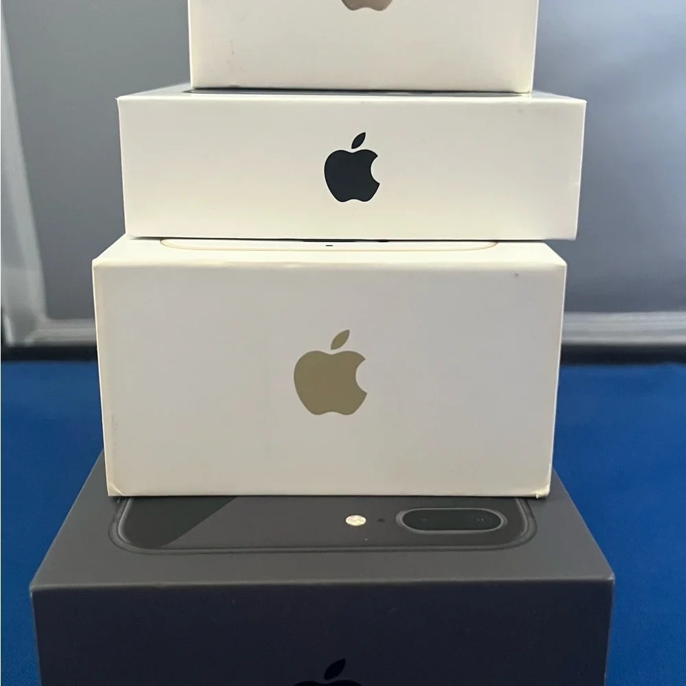 4 Apple iPhone Boxes Collection - Black, White, Gold